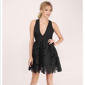 Tobi Black Flounce Skater Dress